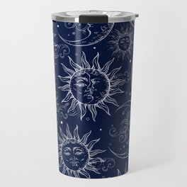 Blue Magic Celestial Sun Moon Stars Travel Mug