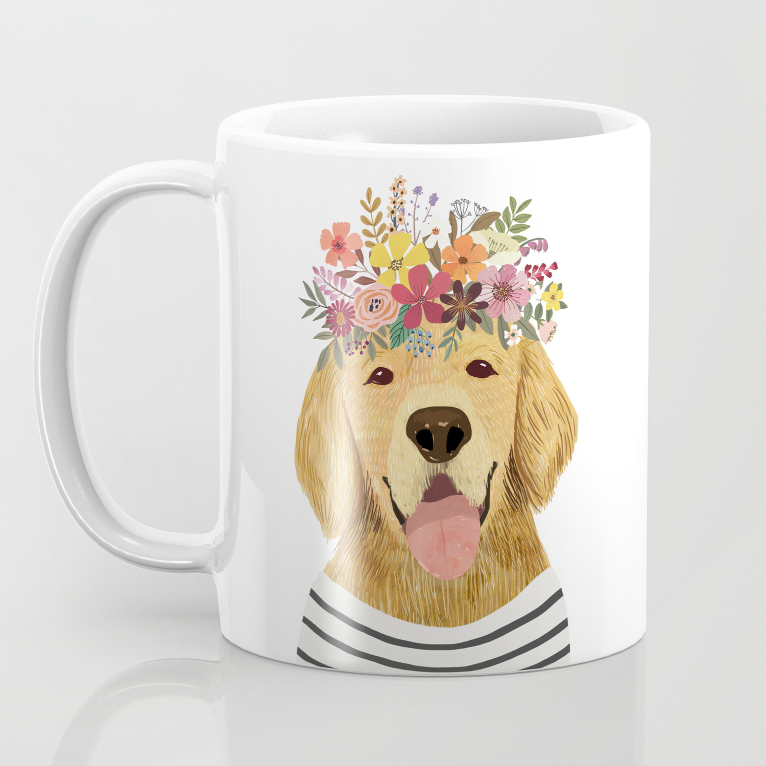 Golden Retriever Dog With Floral Crown Art Print Funny