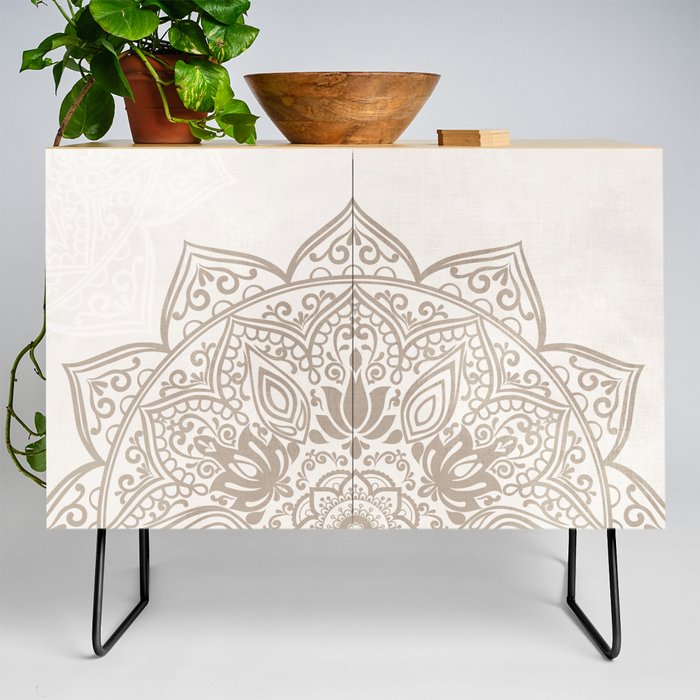 Brown Beige Taupe Mandala - right side Credenza