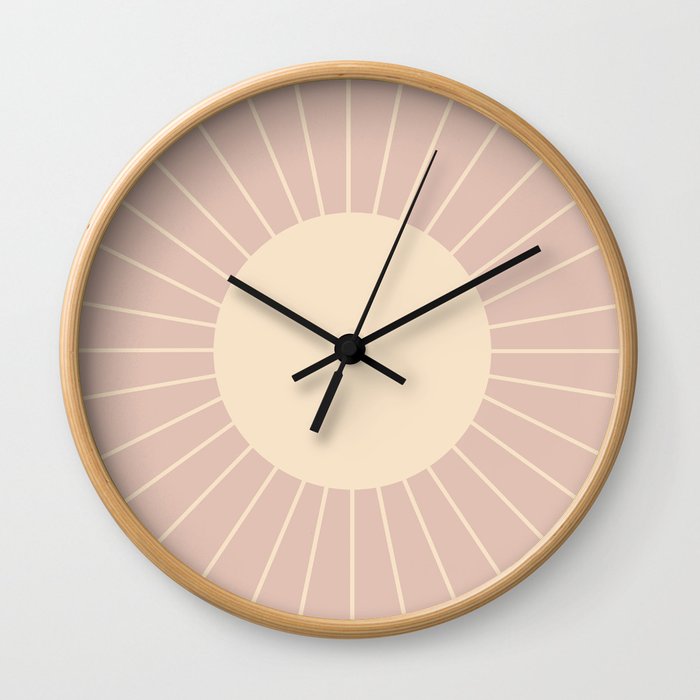 Minimal Sunrays - Neutral Pink Wall Clock