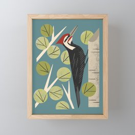 Woodpecker in Aspen Tree Framed Mini Art Print