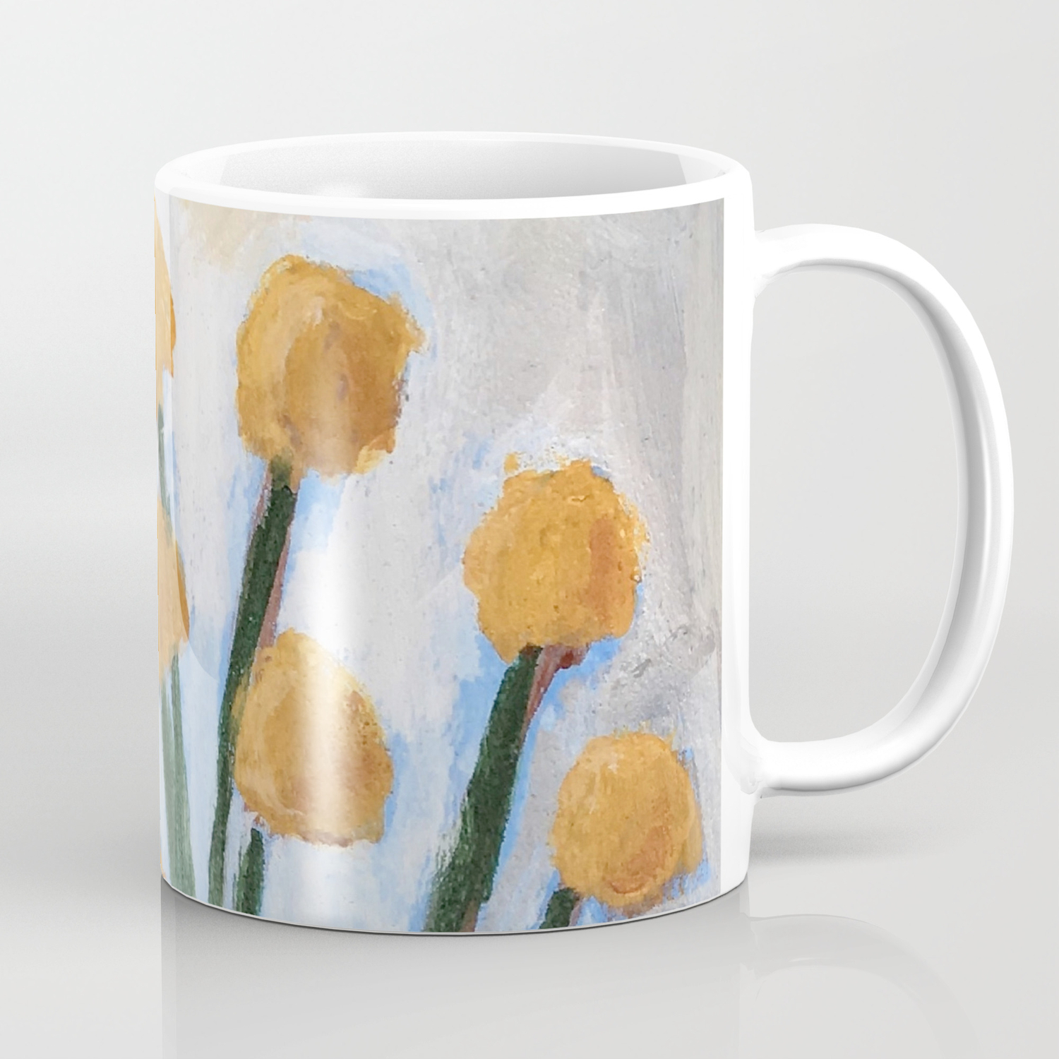 Billy Buttons Still Life Acrylic Painting Coffee Mug By