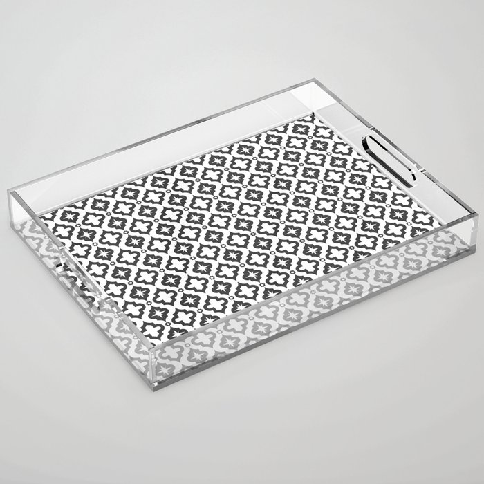 Dark Grey Ornamental Arabic Pattern Acrylic Tray