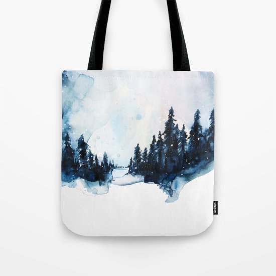 Winter Watercolor Tote Bag