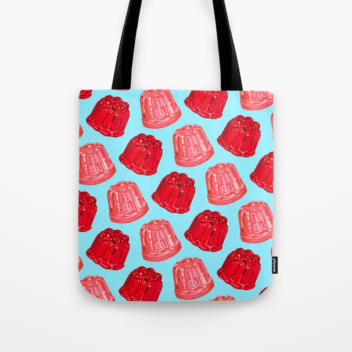 Red & Pink Jello Pattern - Blue Tote Bag