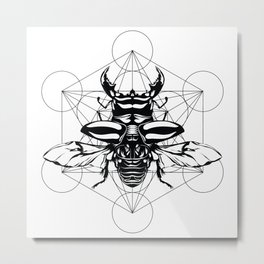 Sacred Scarab Metal Print | Illustration, Sacredgeometry, Beatle, Geometry, Symbol, Occult, Black and White, Mystic, Egipt, Metatron 