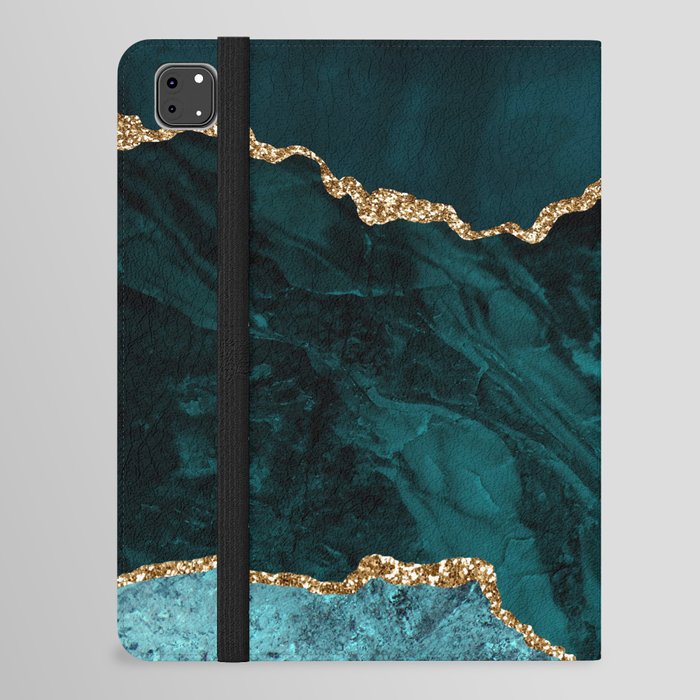 Teal Blue Emerald Marble Landscapes iPad Folio Case