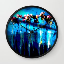 February Blue Series, Rosebuds & Bottles Wall Clock