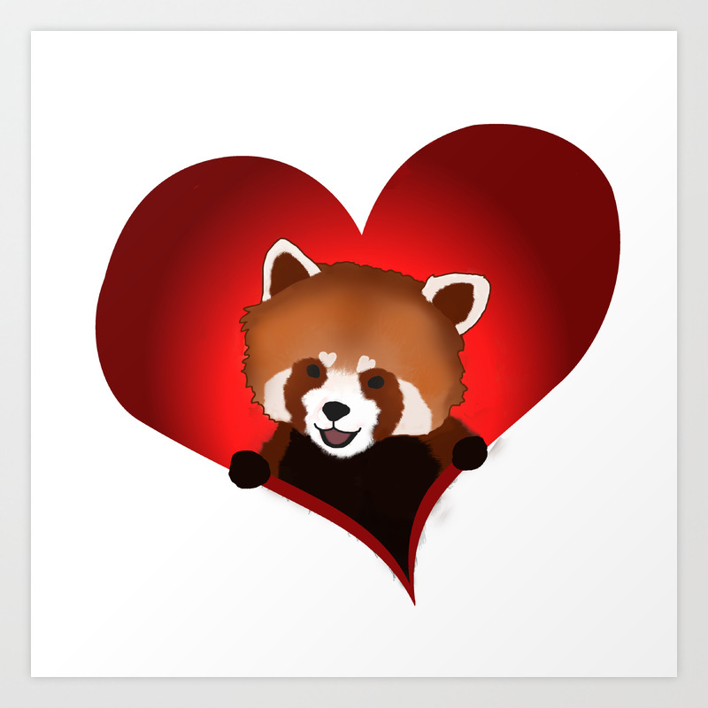 Red Panda Heart Art Print By Angela Boyko Society6