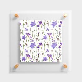 purple iris watercolor pattern Floating Acrylic Print