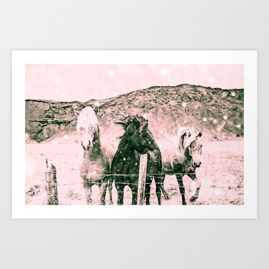 Southwest Horses Black and White Art Print
