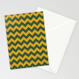 Goldenrod and Dark Emerald Green Chevrons Stationery Card