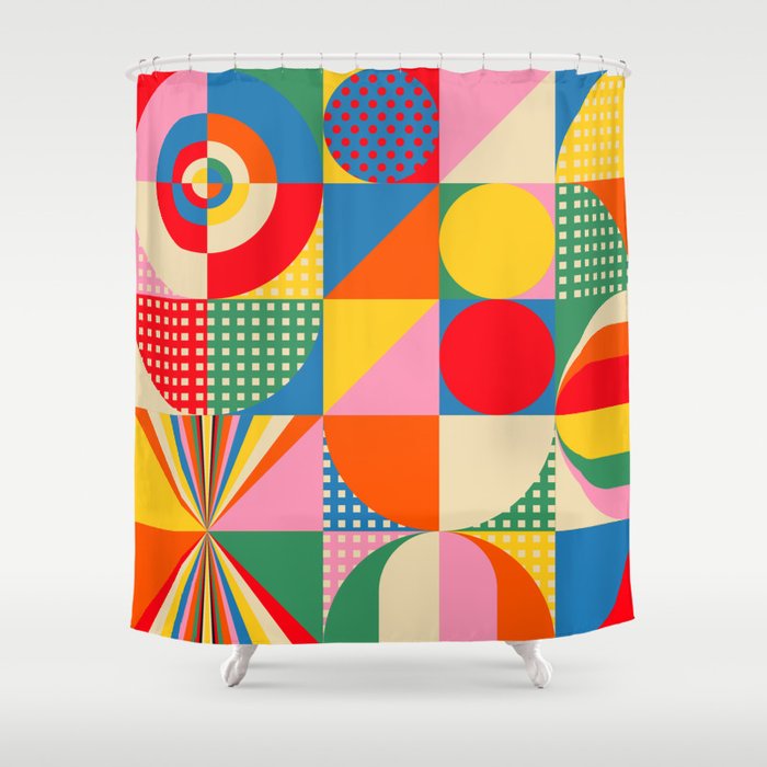Sonia Delaunay Inspired Abstract Geometry Shower Curtain