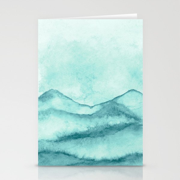 Sky Blue Watercolor Landscape Stationery Cards