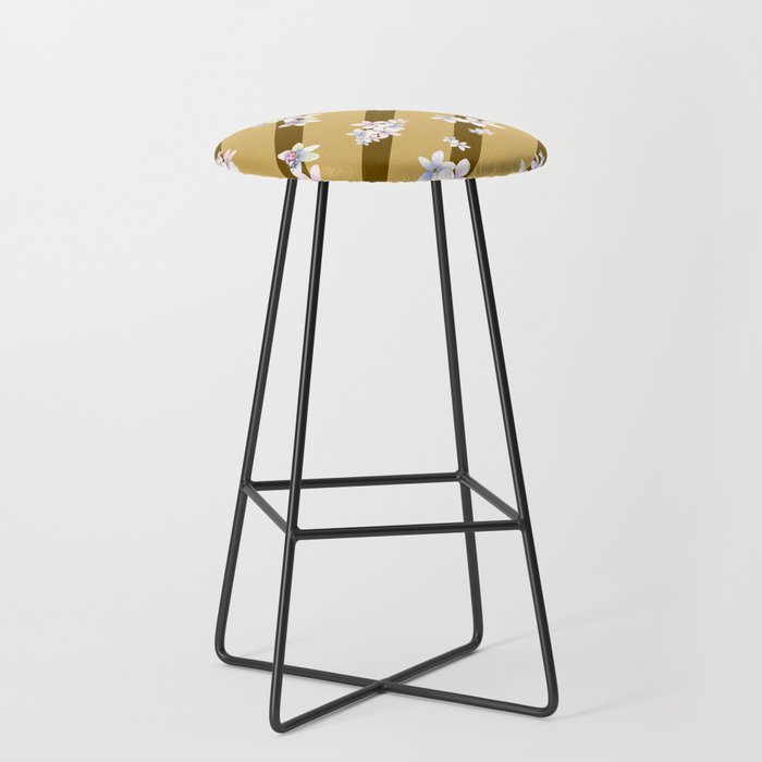 Lines and Flowers Design Bar Stool