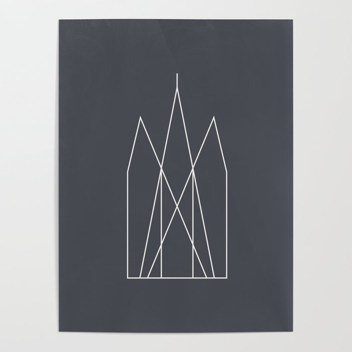 Mid Century Salt Lake Temple - Gray Version Poster