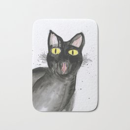 Scaredy Cat Bath Mat | Watercolor, Witchcompanion, Blackcat, Painting 