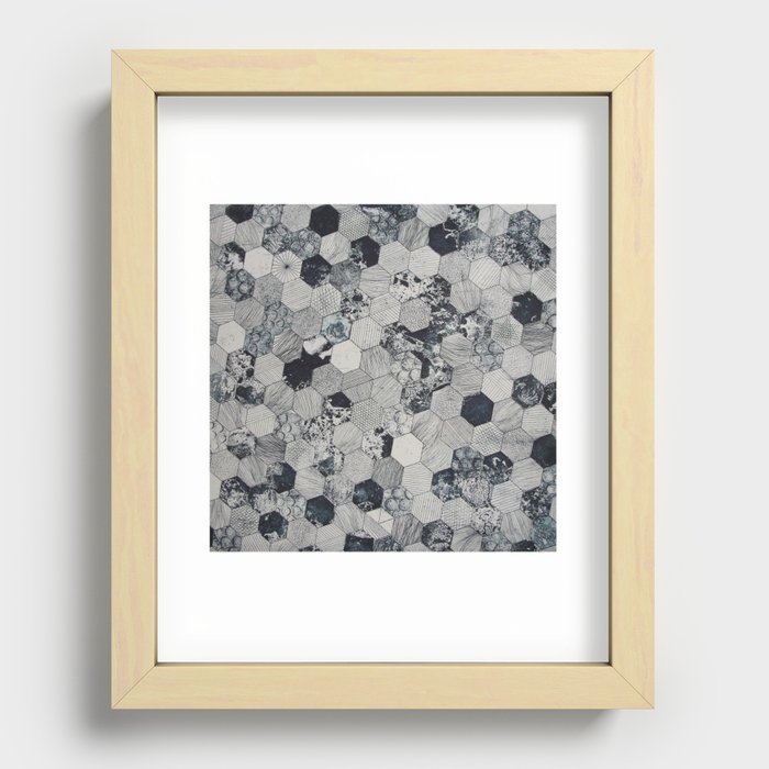 Black and White Honeycomb Recessed Framed Print
