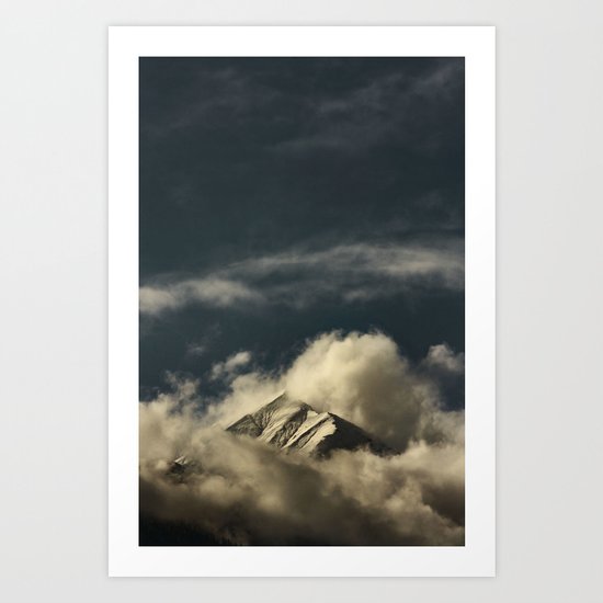 misty mountain top Art Print