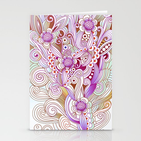 zentangle inspired Flower fire doodle, purple colorway Stationery Cards