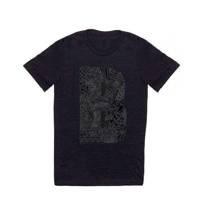 Alphabet Letter B Impact Bold Abstract Pattern (ink drawing) T Shirt