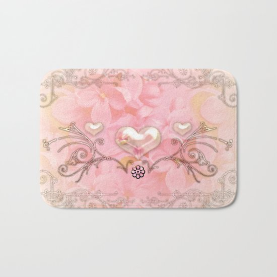 Wonderful hearts with flowers Bath Mat