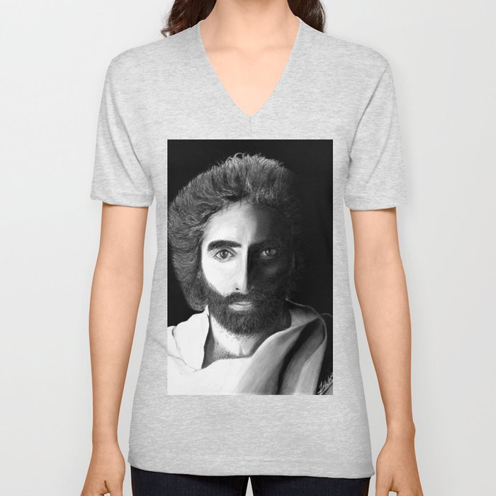 Jesus Presence in Contrast Art Print V Neck T Shirt