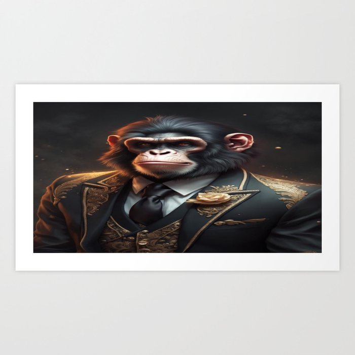 Anthropomorphic Ape wearing a fancy suit No.1 Art Print