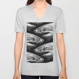 Shark pattern V Neck T Shirt