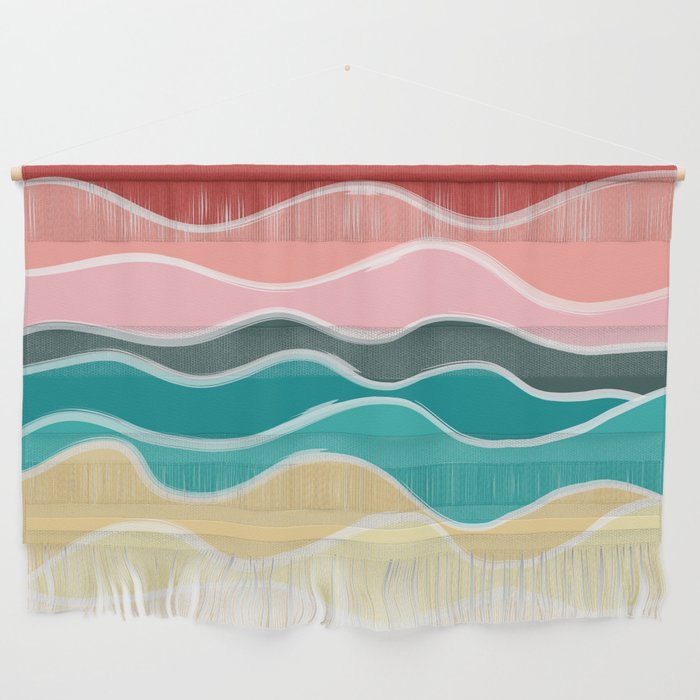 Vintage 50s Palette Mid-Century Minimalist Waves Abstract Art Wall Hanging