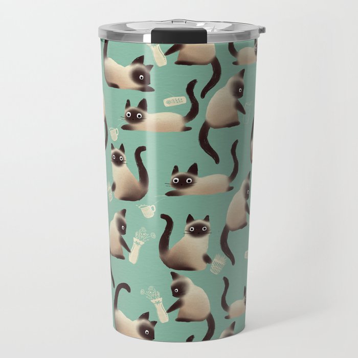 Bad Siamese Cats Knocking Stuff Over Travel Mug