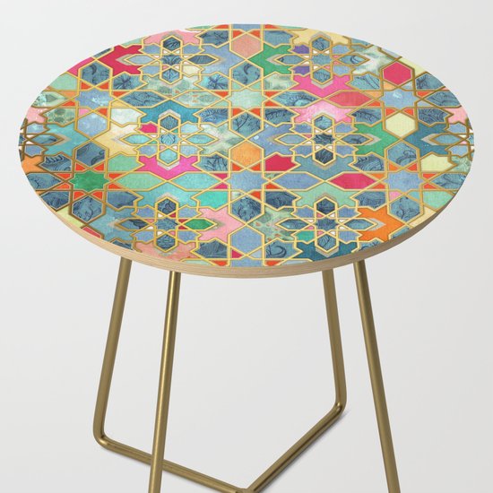 Gilt Glory Colorful Moroccan Mosaic Side Table By Micklyn Society6