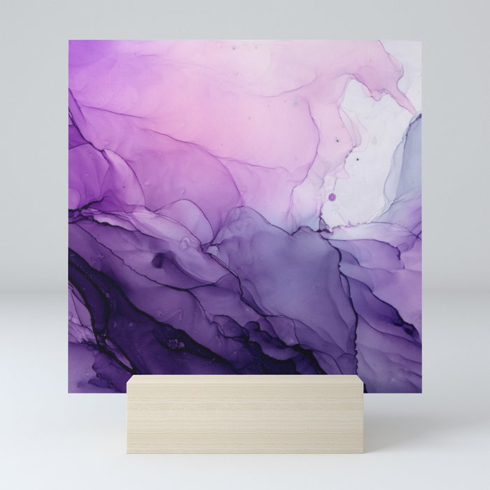 Purple Amethyst Crystal Inspired Abstract Flow Painting Mini Art Print