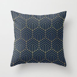 Navy & Gold Geometric Pattern Throw Pillow