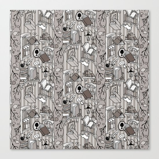 Books: Through the rabbit hole_Warm Gray Canvas Print