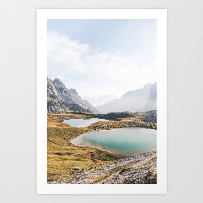 Dolomites VII [ South Tyrol, Italy ] Double Lake in Tre Cime⎪Colorful travel photography Poster Art Print