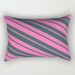 [ Thumbnail: Hot Pink and Dark Slate Gray Colored Lined Pattern Rectangular Pillow ]
