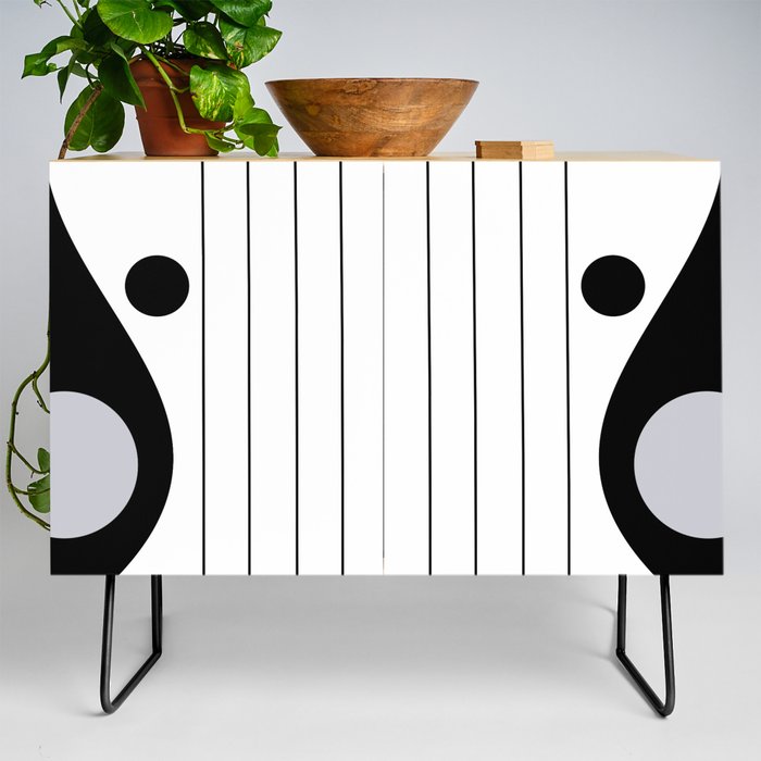 Lines and Curves #2 - Black & White - Set 1 Credenza
