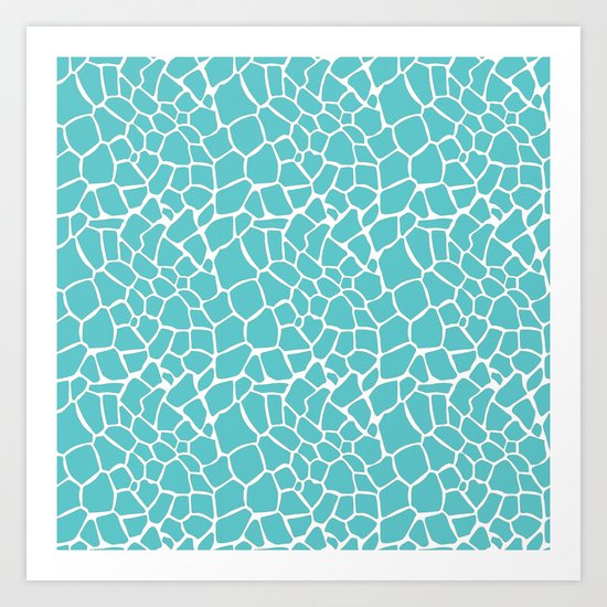 Giraffe Print Aqua Art Print