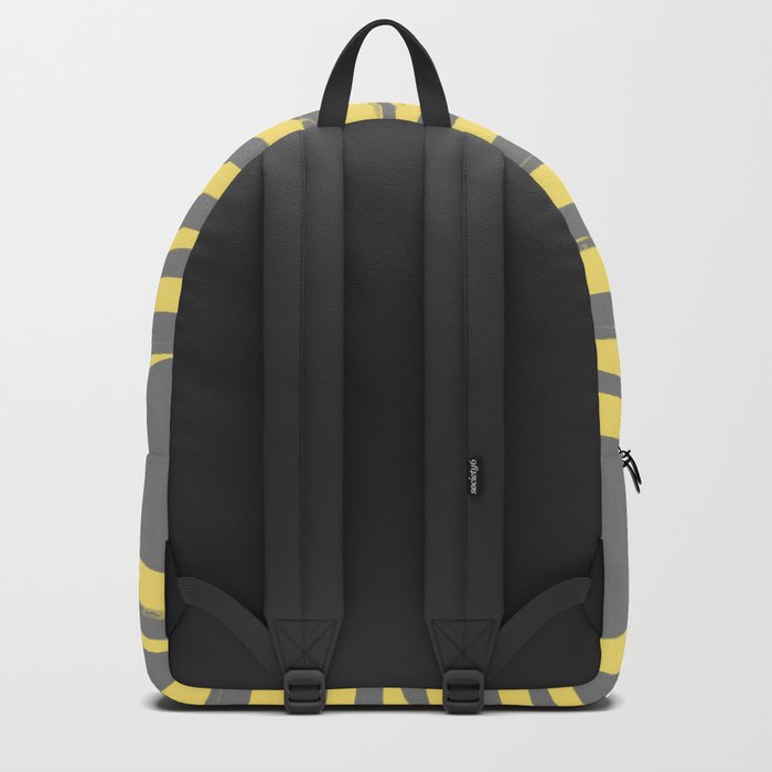 Yellow & Gray Stripes Backpack by 2sweet4words Designs