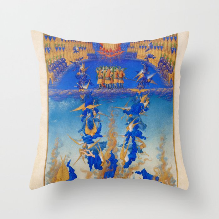 The Fall of the Rebel Angels, Penitential Psalms by Limbourg Brothers Throw Pillow