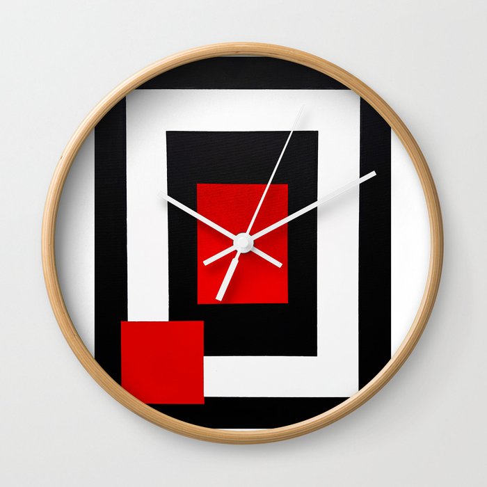 Geometric Abstraction - Red Wall Clock