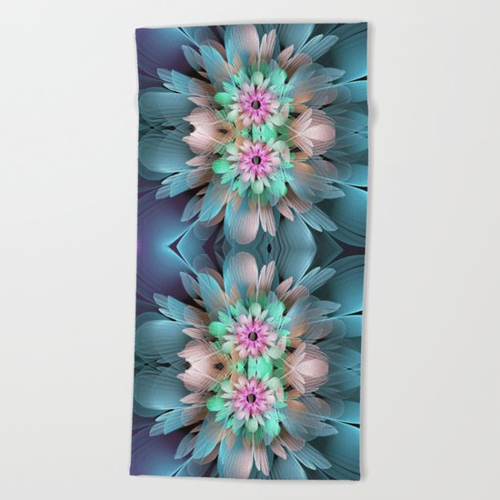 Soft coloured Twin Flowers Beach Towel