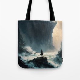 Lonely Man Facing the Ocean Tote Bag