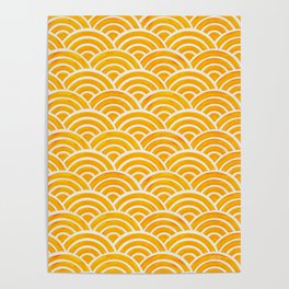 Japanese Seigaiha Wave – Marigold Palette Poster