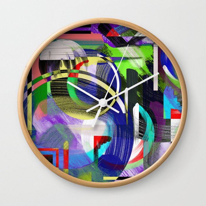 Try To Make Sense Of It All - Random, geometric, eclectic, abstract, colourful art Wall Clock