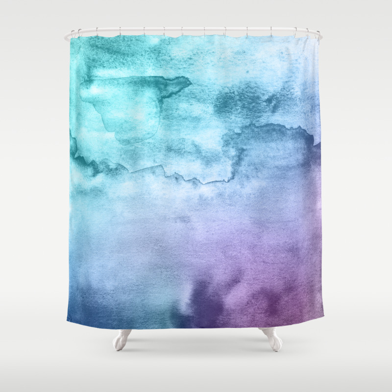 Watercolor Mystery Blue And Purple Shower Curtain By