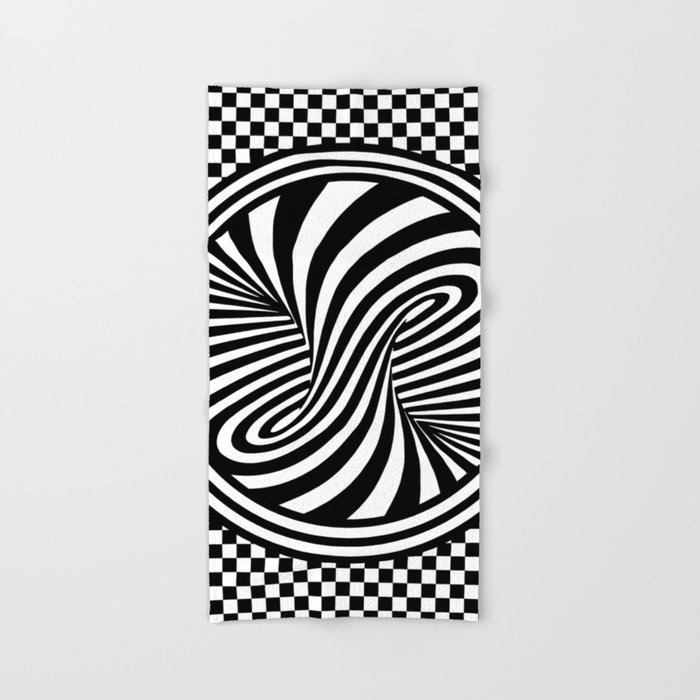 Black White Twist Check Modern Optical Illusion Design Hand