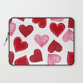 Trendy Red Pink Watercolor Geometric Valentine's Hearts Laptop Sleeve
