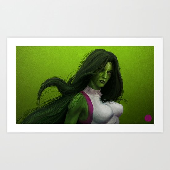 GREEN HAIR, GREEN EYES, HYPNOTIZE Art Print